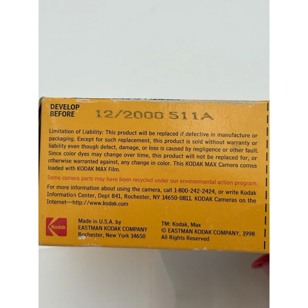 Vintage Kodak‎ MAX Panoramic 15 Exp Disposable Film Camera 400 ISO Sealed 1998
